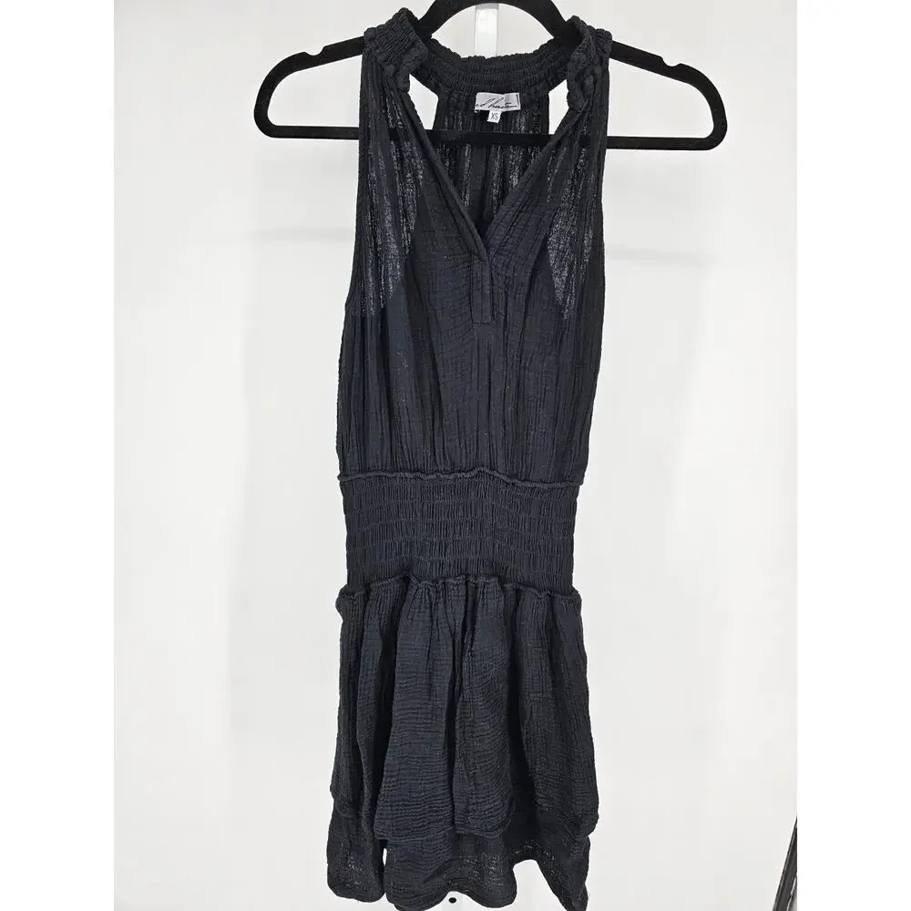 Red Haute Womens Sz XS Knee Length Dress Black Gauzy Sleeveless Smocked Waist - Picture 1 of 4